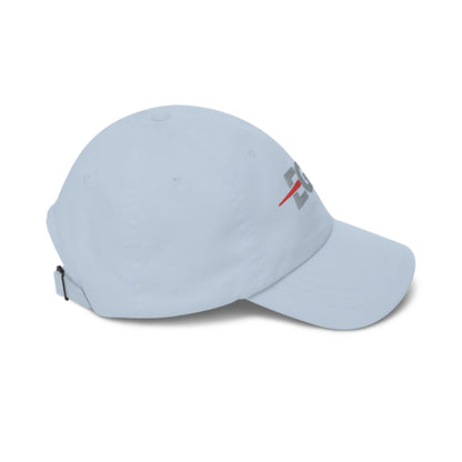 EGETU Mirror EGE Embroidered Dad Cap in light blue, side product view with brim facing right