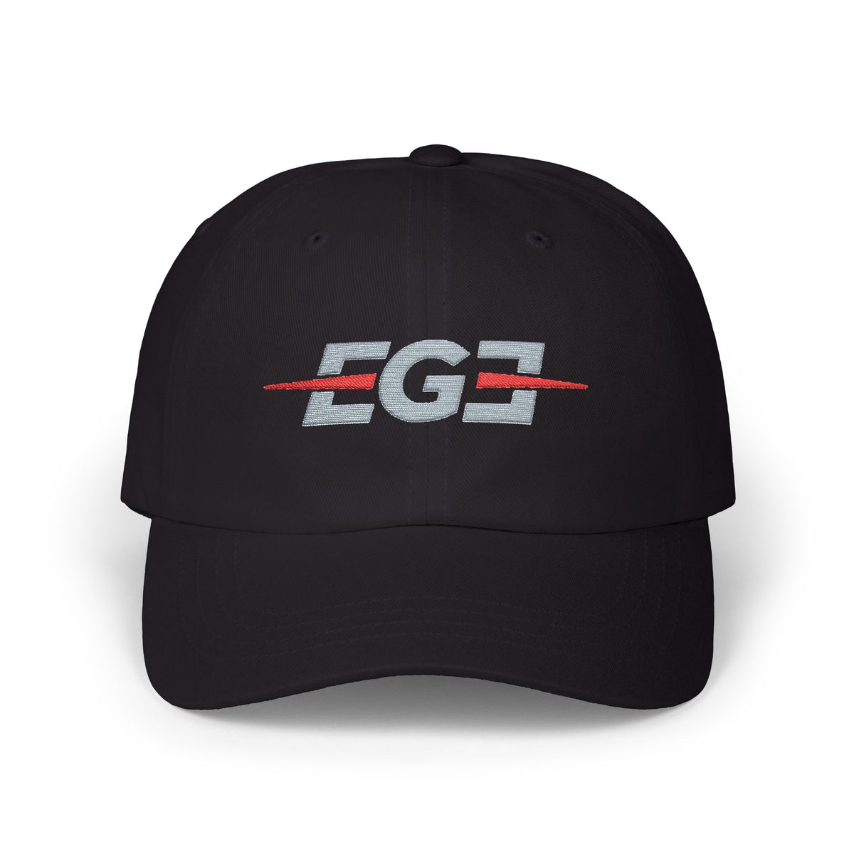 EGETU Mirror EGE Embroidered Dad Cap in black, front product view