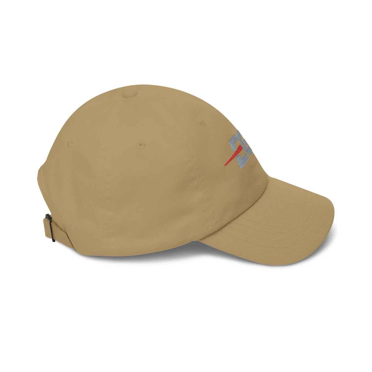 EGETU Mirror EGE Embroidered Dad Cap in khaki, side product view with brim facing right