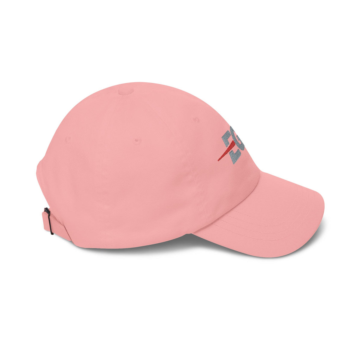 EGETU Mirror EGE Embroidered Dad Cap in pink, side product view with brim facing right