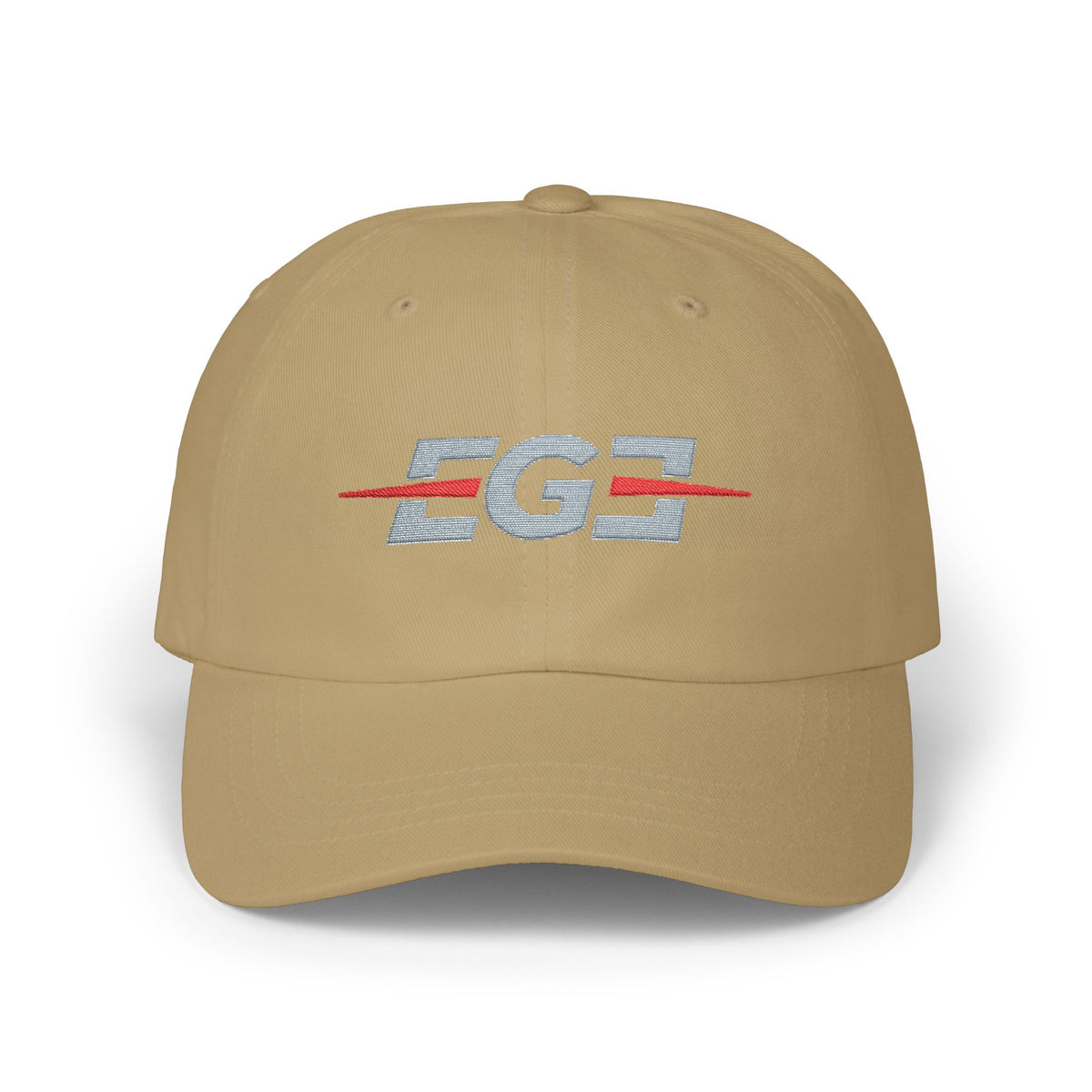 EGETU Mirror EGE Embroidered Dad Cap in khaki, front product view