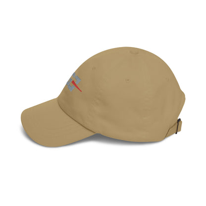 EGETU Mirror EGE Embroidered Dad Cap in khaki, side product view with brim facing left