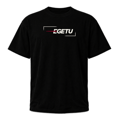 EGETU Signal Heavyweight Graphic Tee in black, front view